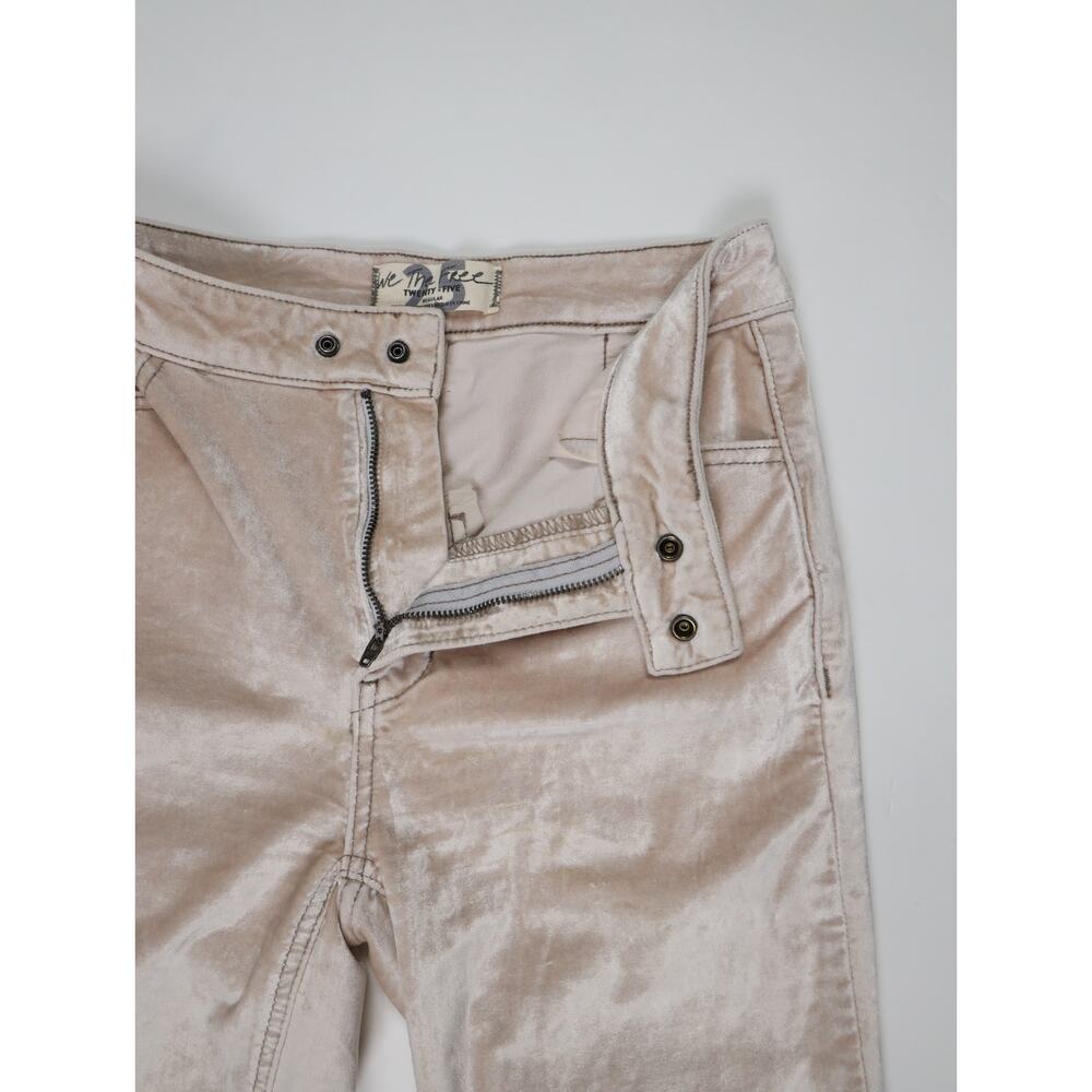 Free People Sweet Jane Velvet Pants 25 Champagne Straight Leg Boho Glam - Picture 6 of 13